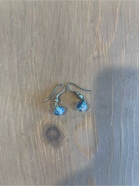 Adorable mini dangling crystal earrings, AB coating silver tone earwire handmade